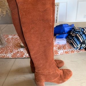 Brown suede knee high boots Urban Outfitters